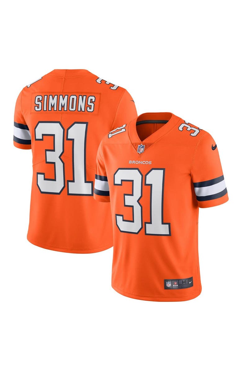 Nike Men's Nike Justin Simmons Orange Denver Broncos Alternate Vapor Limited Jersey, Main, color, 