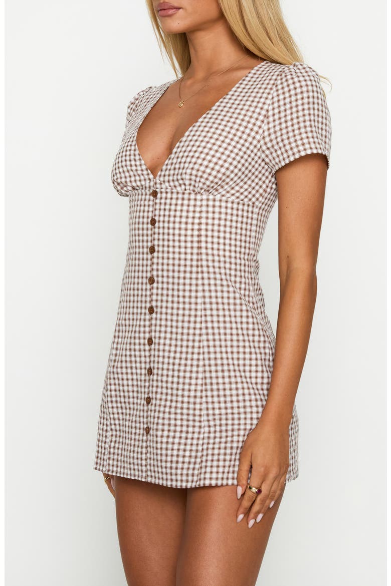 Loveliness Check Skirted Romper, Alternate, color, BROWN CHECK