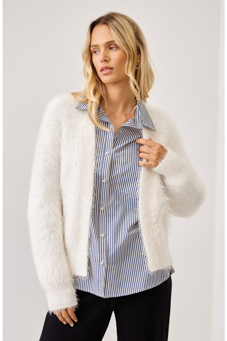 Open Front Fuzzy Knit Cardigan, Alternate, color, CREAM