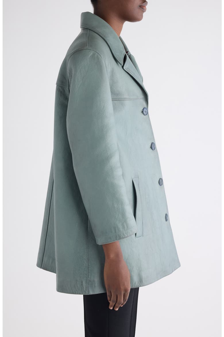 Waxy Leather Coat, Alternate, color, FADED BLUE