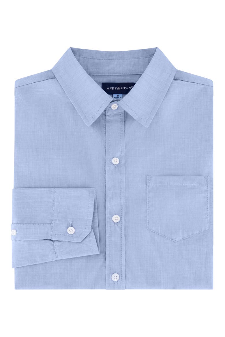 Kids' Cotton Button-Up Shirt, Main, color, MEDIUM BLUE