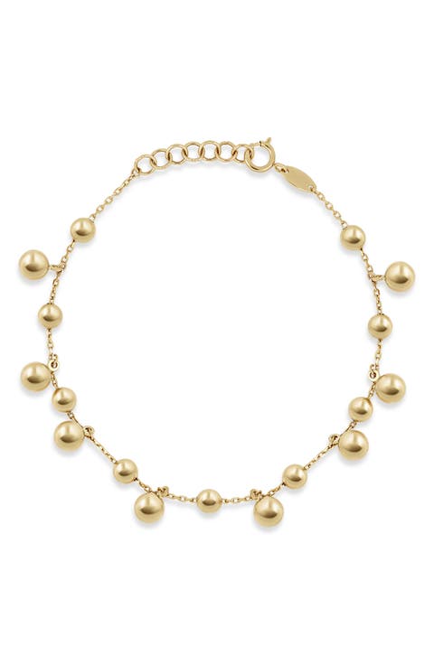 14K Gold Sphere Station Bracelet