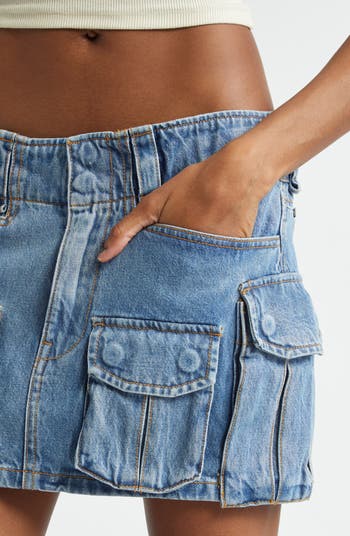 Denim Cargo Miniskirt