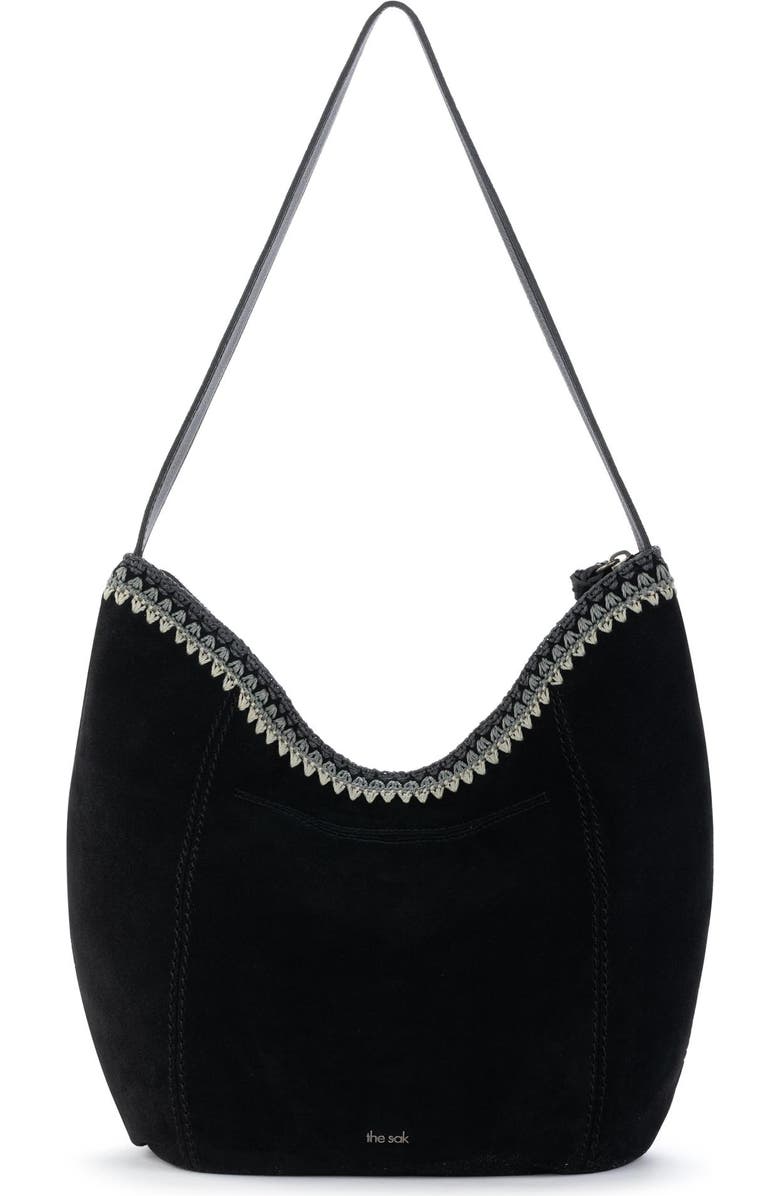 The Sak Sequoia Hobo Leather Bag, Alternate, color, Black Suede Blkt Stch