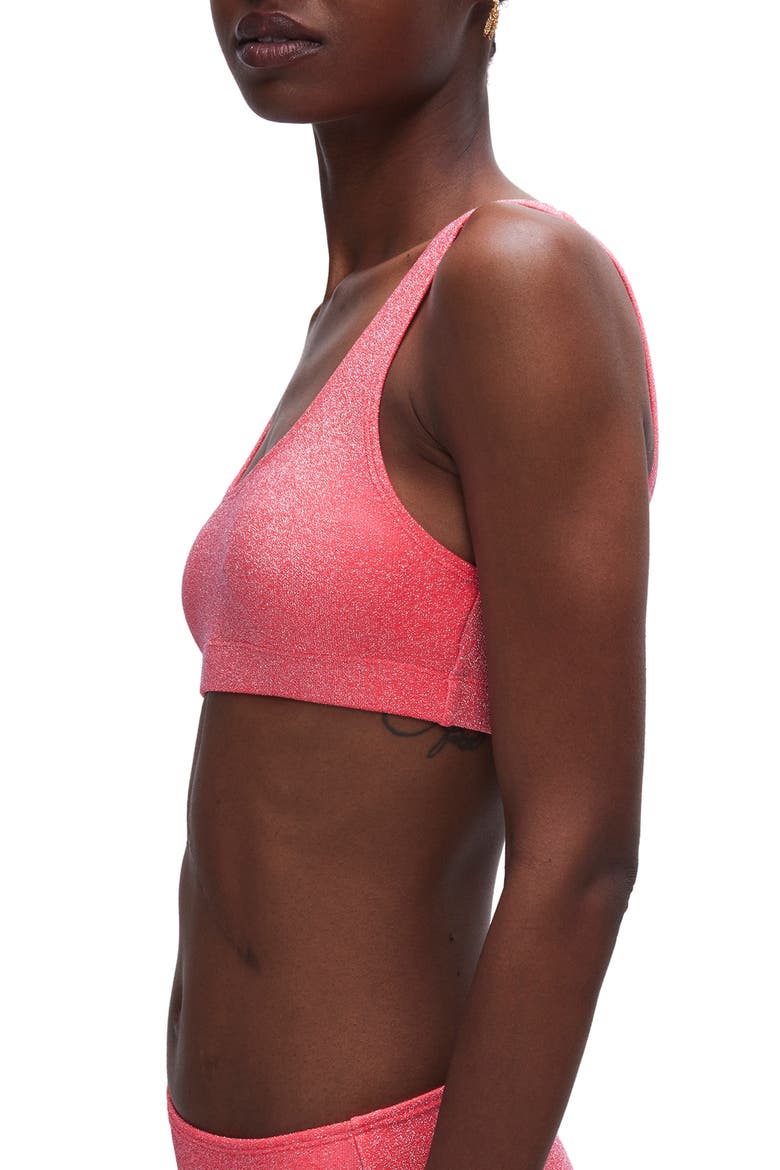 Sparkle Metallic Bikini Top, Alternate, color, FIERY CORAL 002