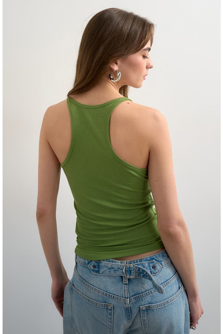 Rib Knit Racerback Tank, Alternate, color, GREEN