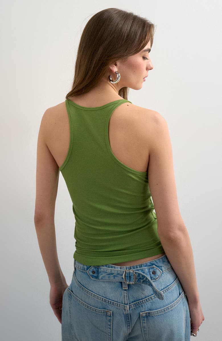 Topshop Rib Knit Racerback Tank, Alternate, color, Green