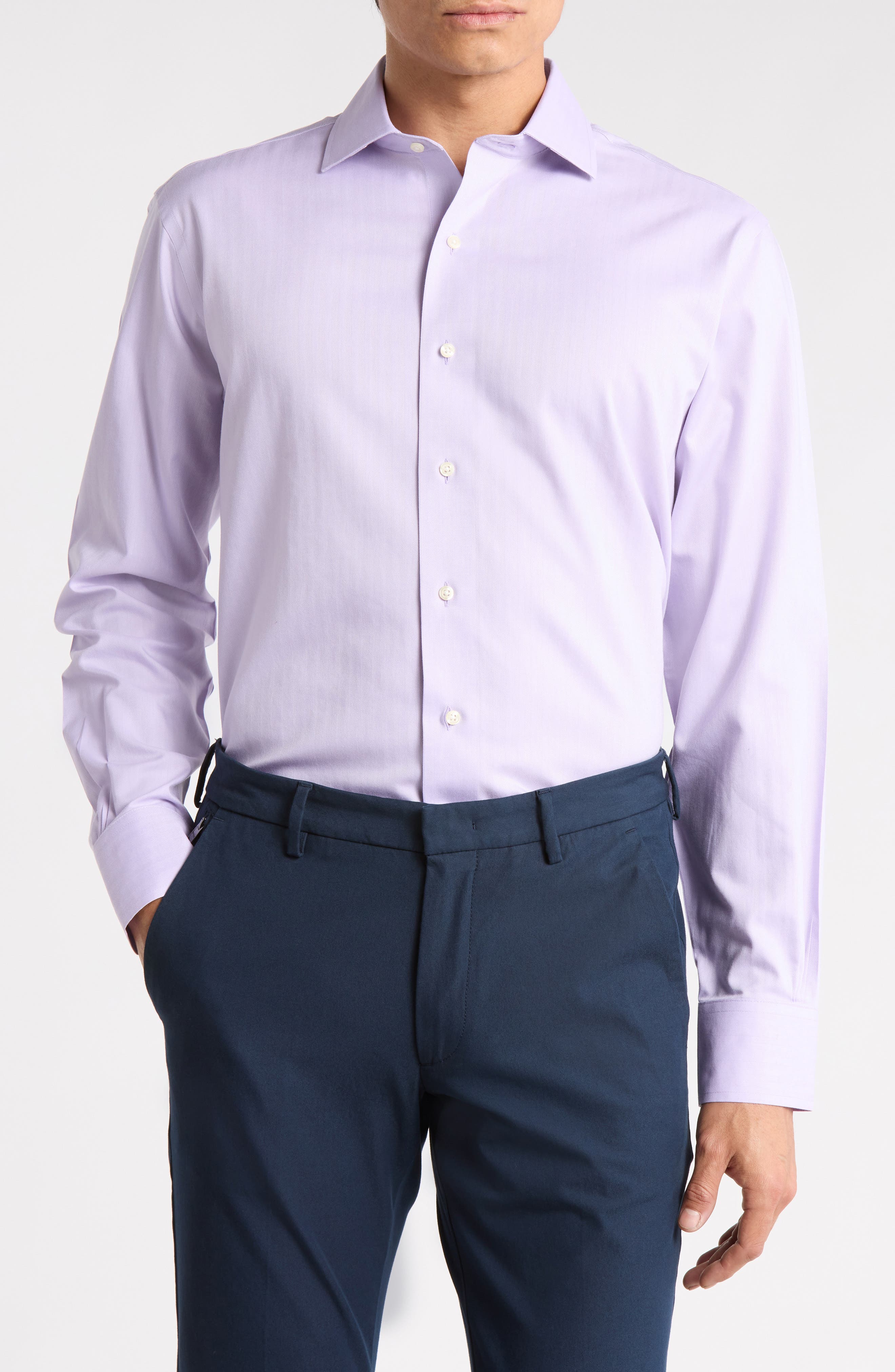 Brooks Brothers Regular Fit Herringbone Non-Iron Cotton Dress Shirt