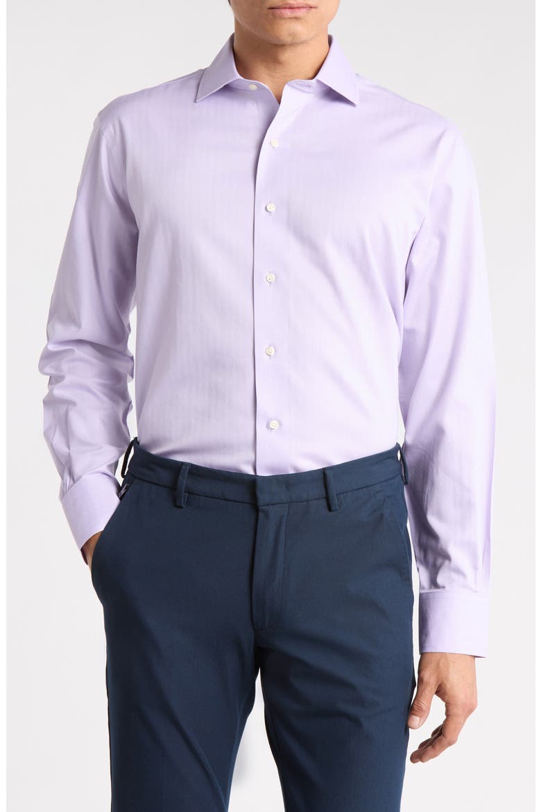 Regular Fit Herringbone Non-Iron Cotton Dress Shirt, Main, color, VIOLA