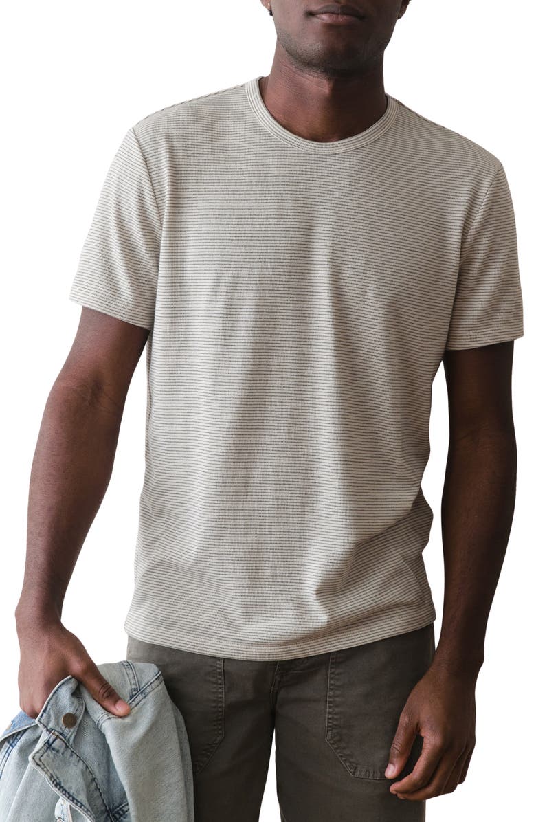 Marine Layer Signature Jacquard Stripe T-Shirt, Alternate, color, Whitecap/ Navy