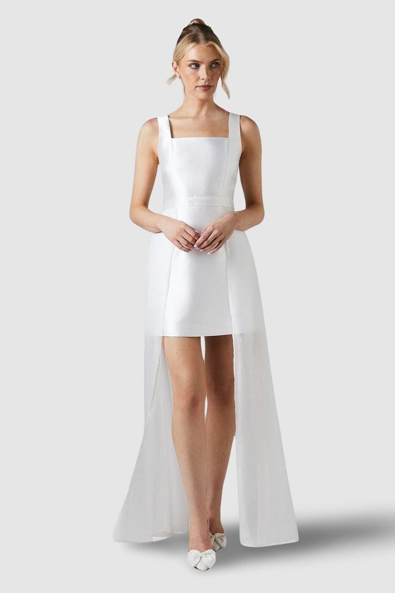 Twill Mini Wedding Dress, Main, color, Ivory