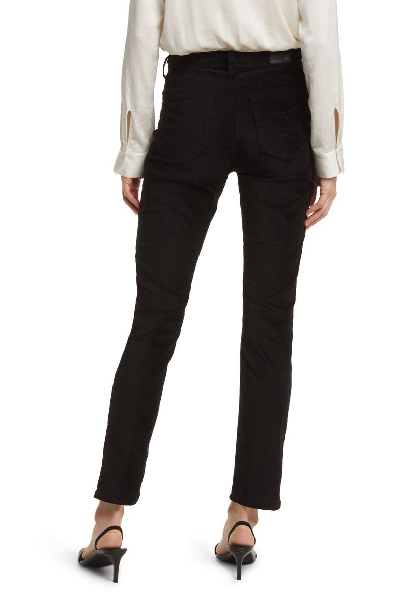 Mari High Waist Slim Ankle Straight Leg Jeans, Alternate, color, SUPER BLACK