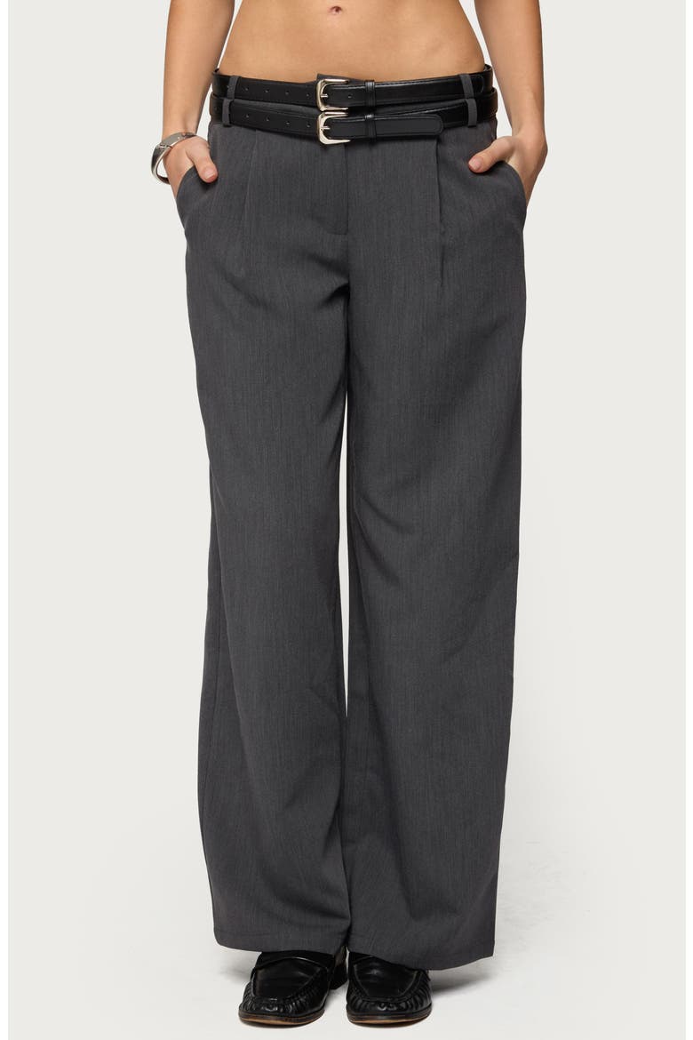 Andy Double Belt Low Rise Straight Leg Pants, Main, color, GRAY-MELANGE