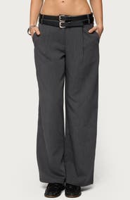 EDIKTED Andy Double Belt Low Rise Straight Leg Pants