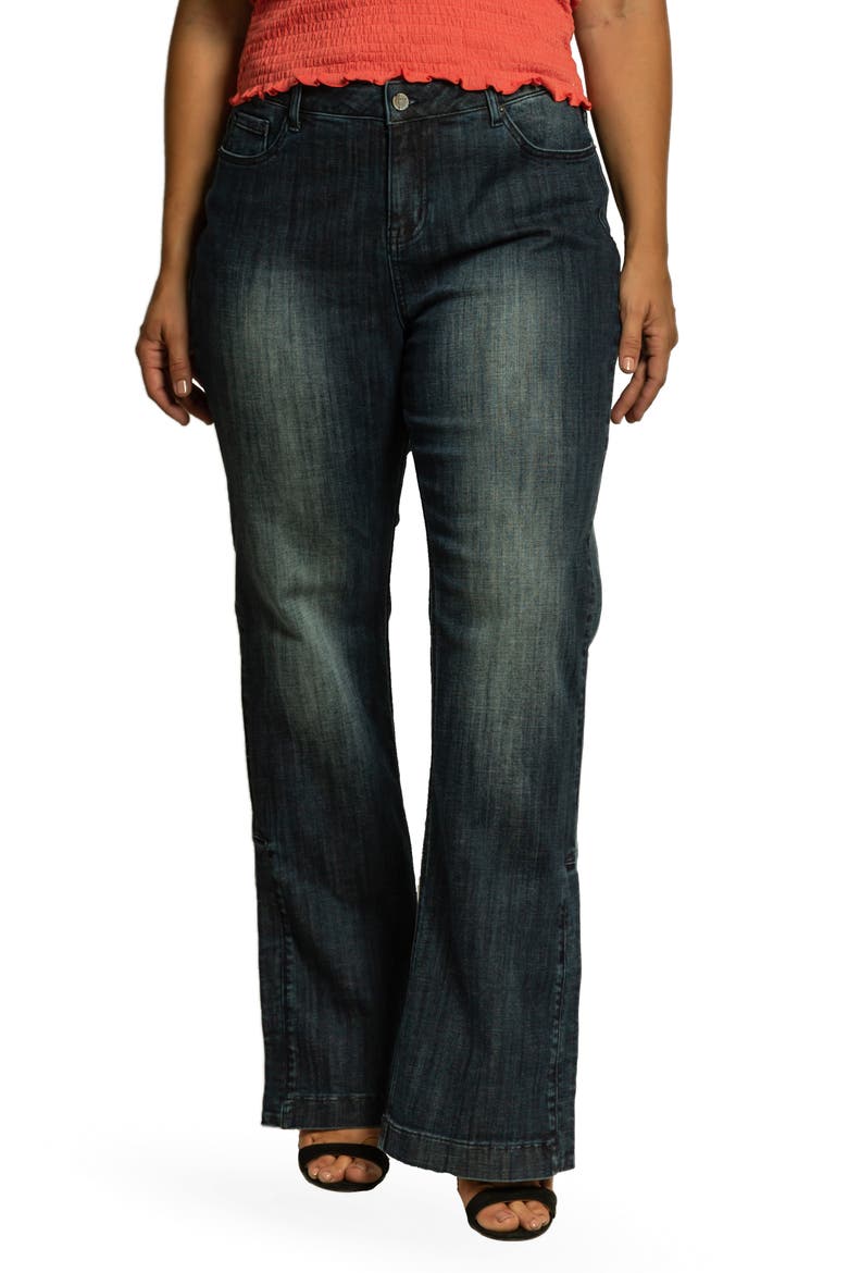 High Waist Slit Hem Wide Leg Jeans, Main, color, 3219UNFORGV