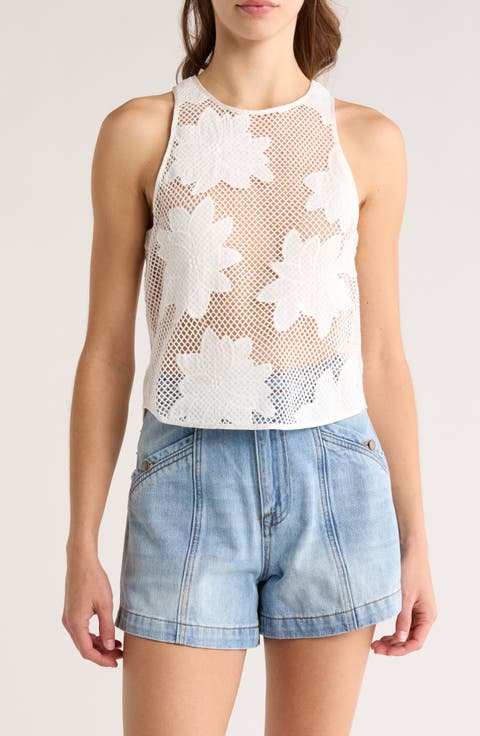 Adelaide Floral Mesh Crop Tank