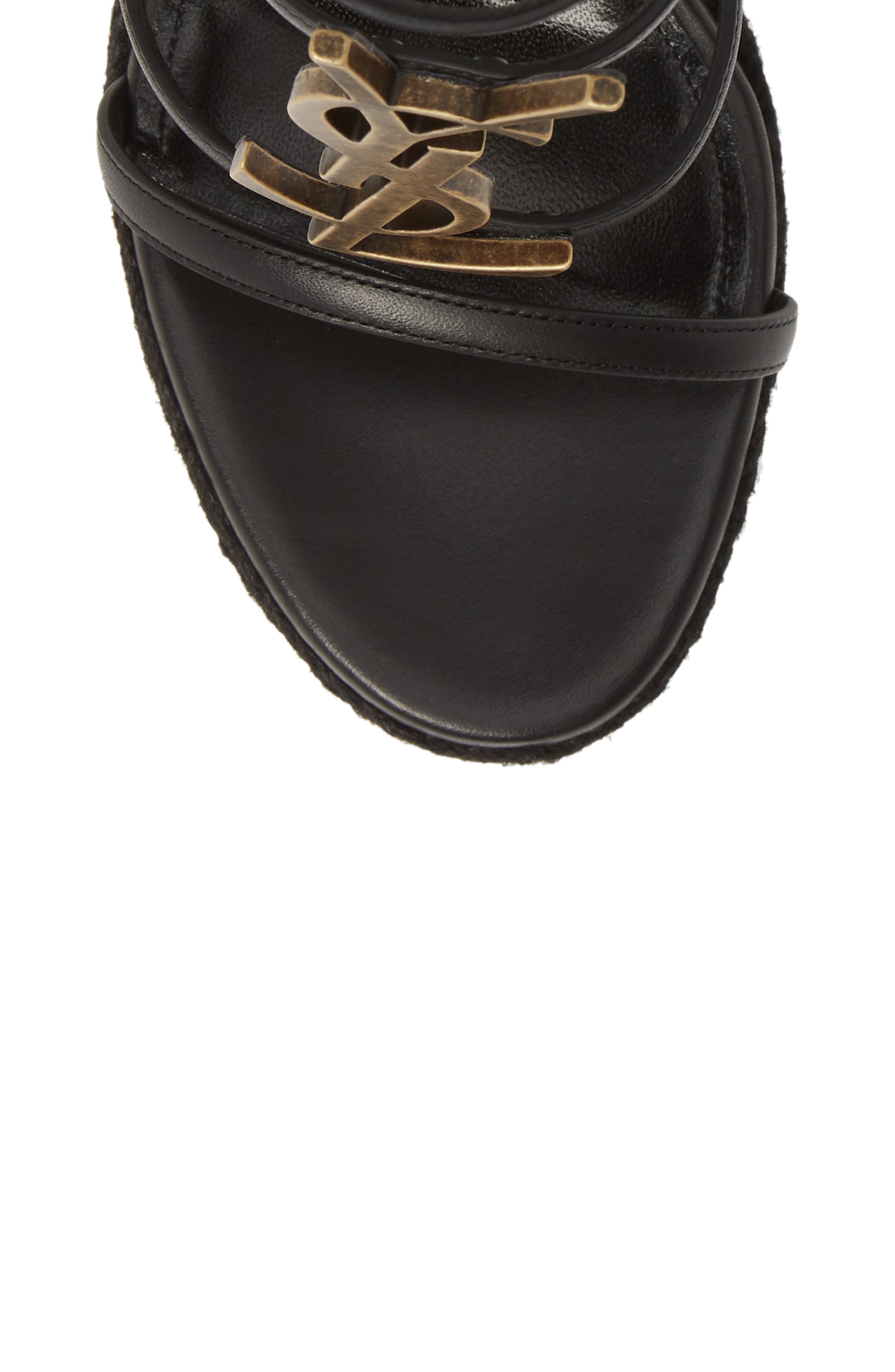 Saint Laurent Cassandra YSL Logo Wedge Sandal, Alternate, color, 