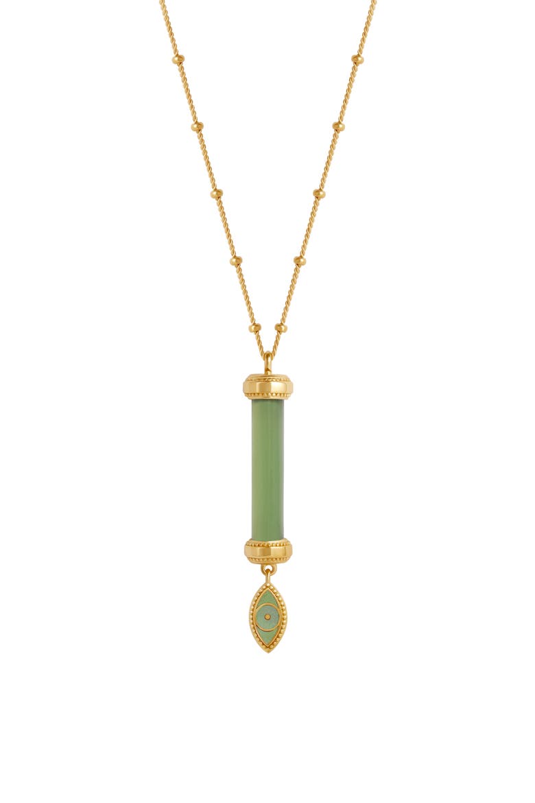 Guardian Spirit Jade Evil Eye Gold Necklace, Main, color, Gold/Pastel Green