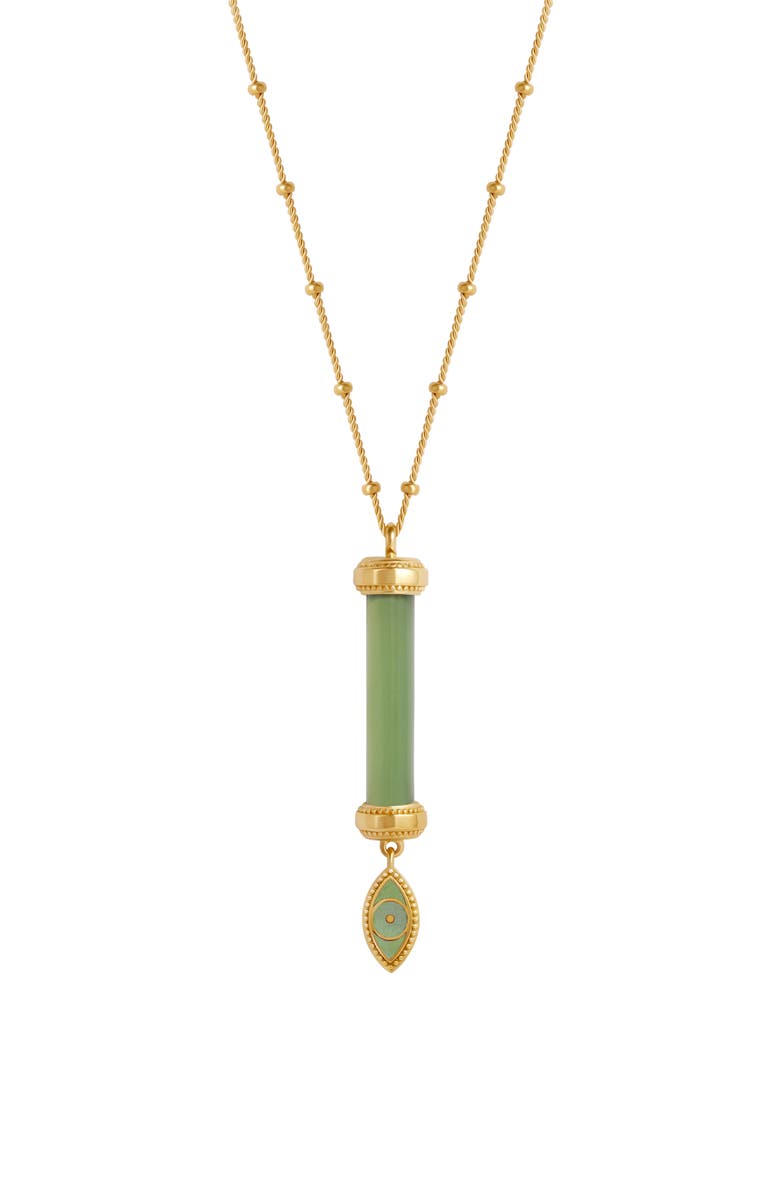 Karma and Luck Guardian Spirit Jade Evil Eye Gold Necklace, Main, color, Gold/Pastel Green