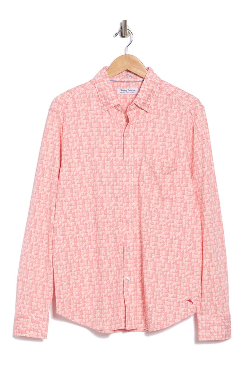 San Lucio Tiles Away Button-Up Shirt, Alternate, color, DUBARRY CORAL