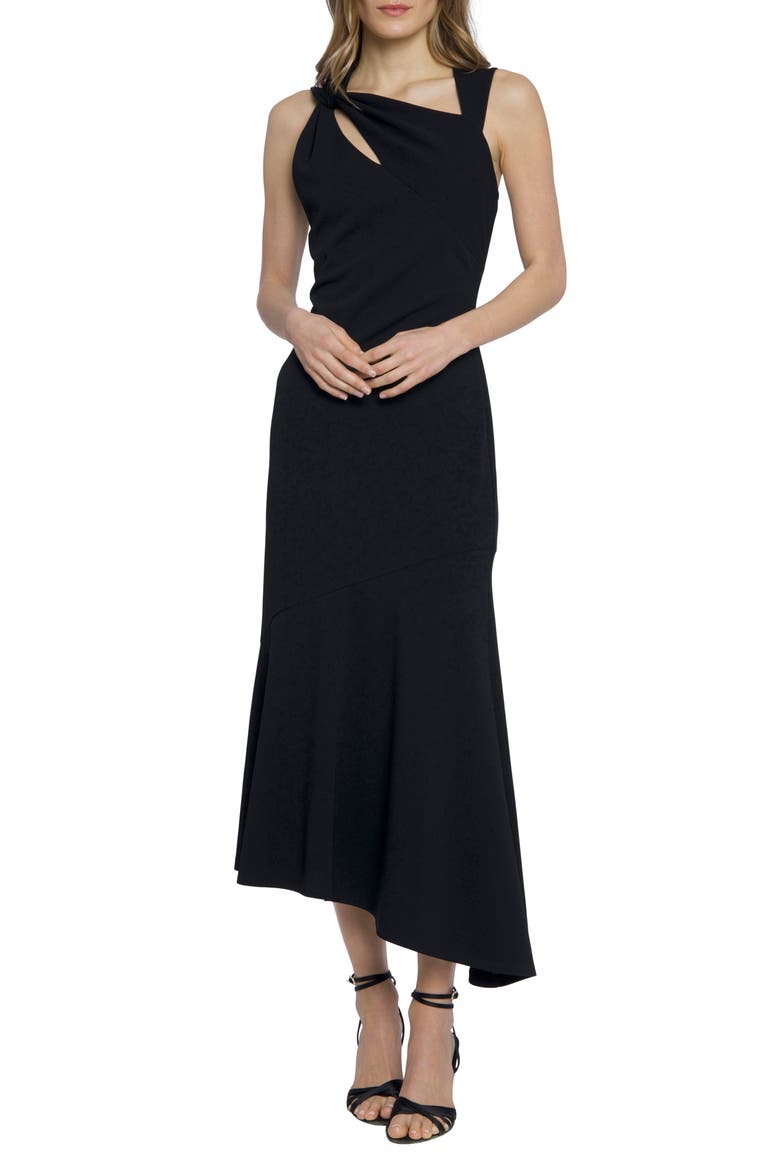 Asymmetric Sleeveless Midi Dress, Main, color, BLACK