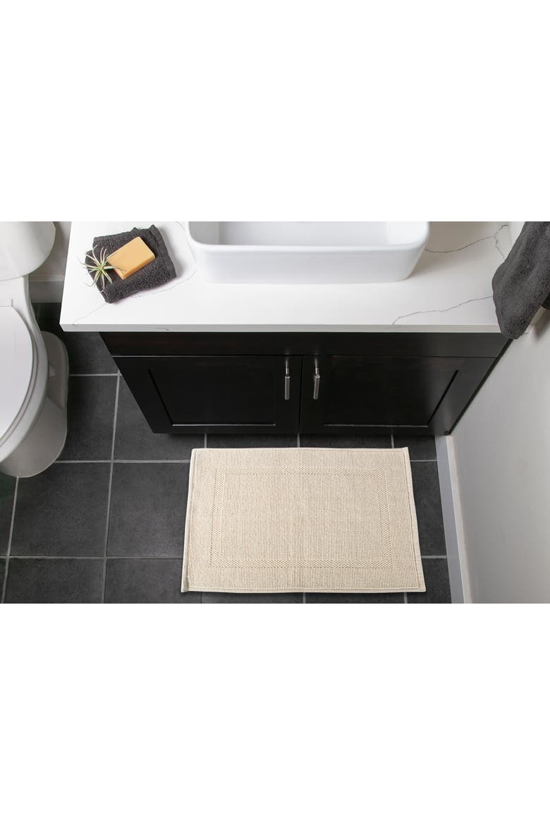 Jacquard Bordered Bath Mat, 20x31", Alternate, color, Natural