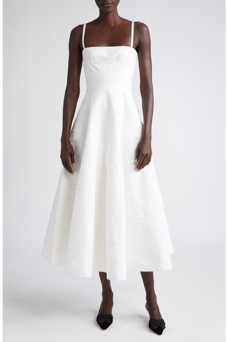 Connie Tiered Cotton Fit & Flare Dress, Main, color, NATURAL WHITE