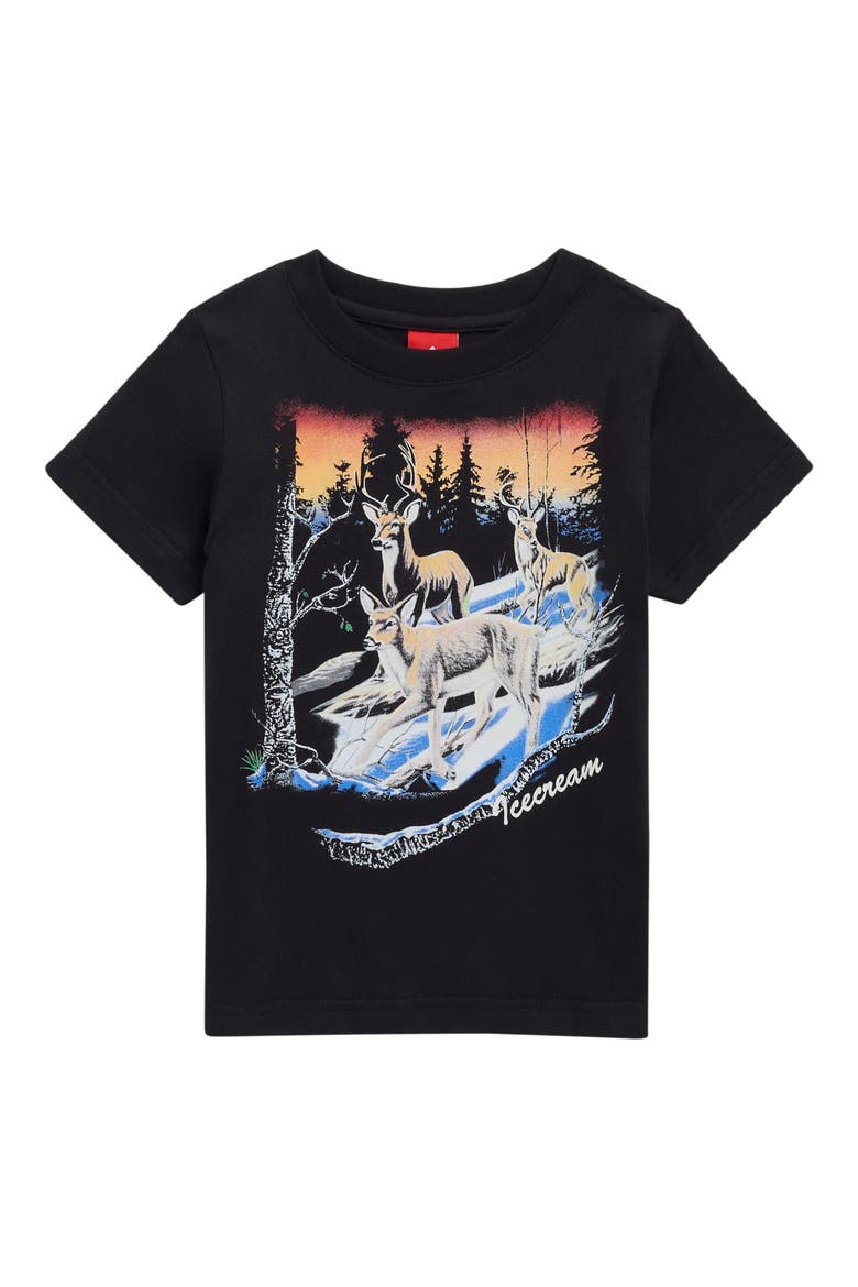 Kids' Deer Knit Graphic T-Shirt, Main, color, STRETCH LIMO