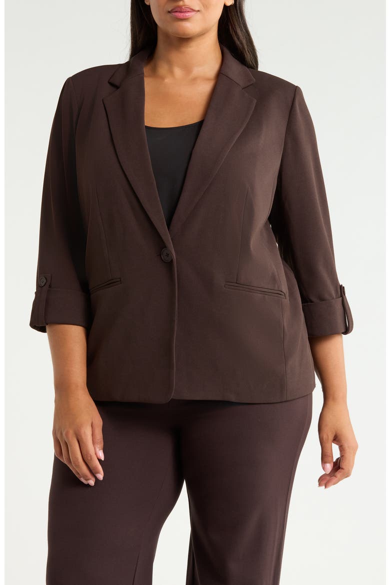 One-Button Blazer, Alternate, color, CHOCOLATE BROWN
