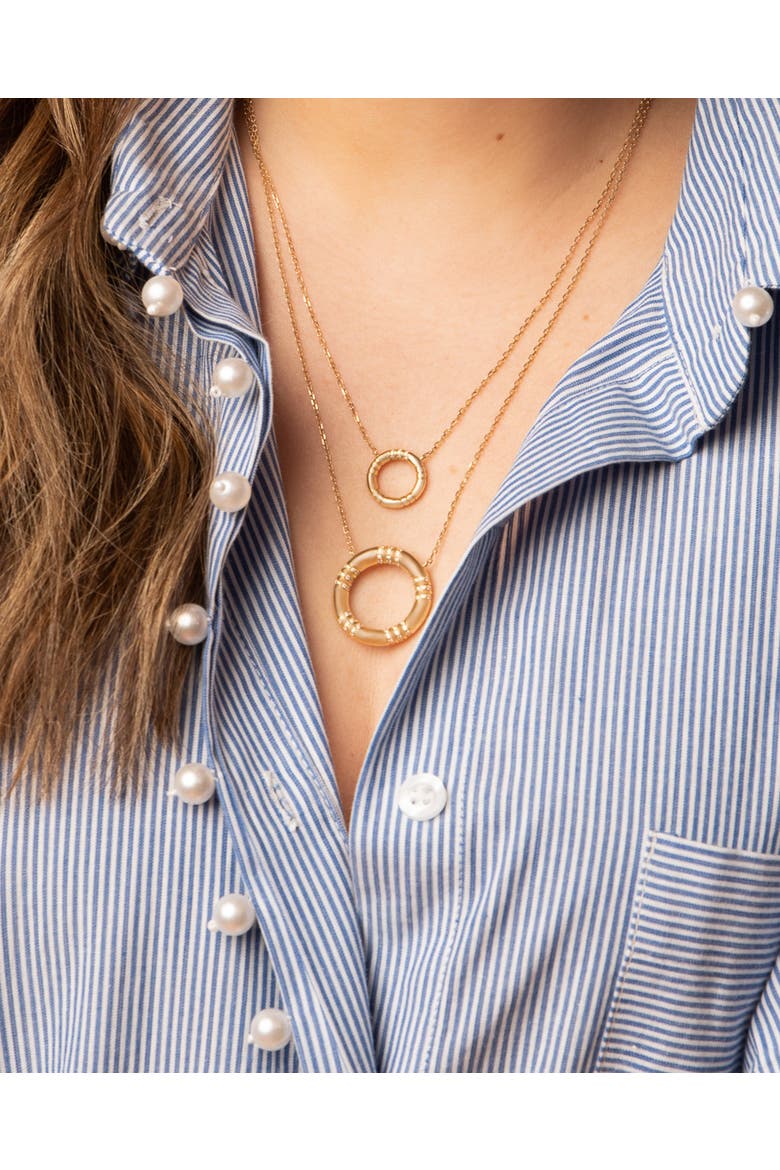 Crew Small Circle Pendant Necklace - Pink Sapphire & Diamond, Alternate, color, Diamond, Sapphire- Gold