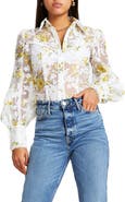 River Island Floral Print Organza Burnout Shirt