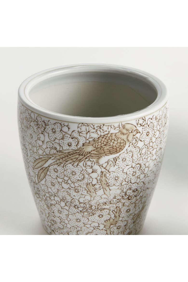 Brown & White Chinoiserie Province Flower Pots, Set of 3, Alternate, color, Brown