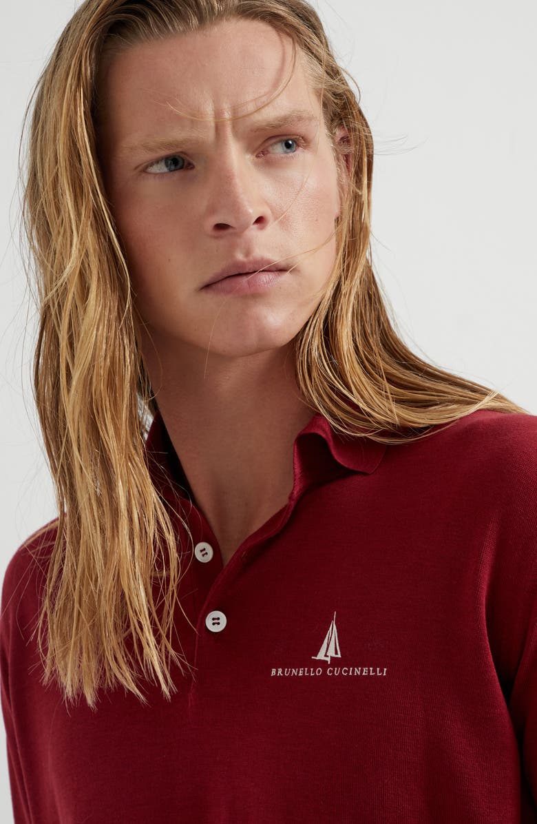 Brunello Cucinelli Lightweight knit polo shirt, Alternate, color, 
