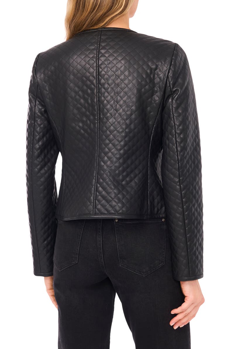 CeCe Quilted Faux Leather Jacket, Alternate, color, Rich Black