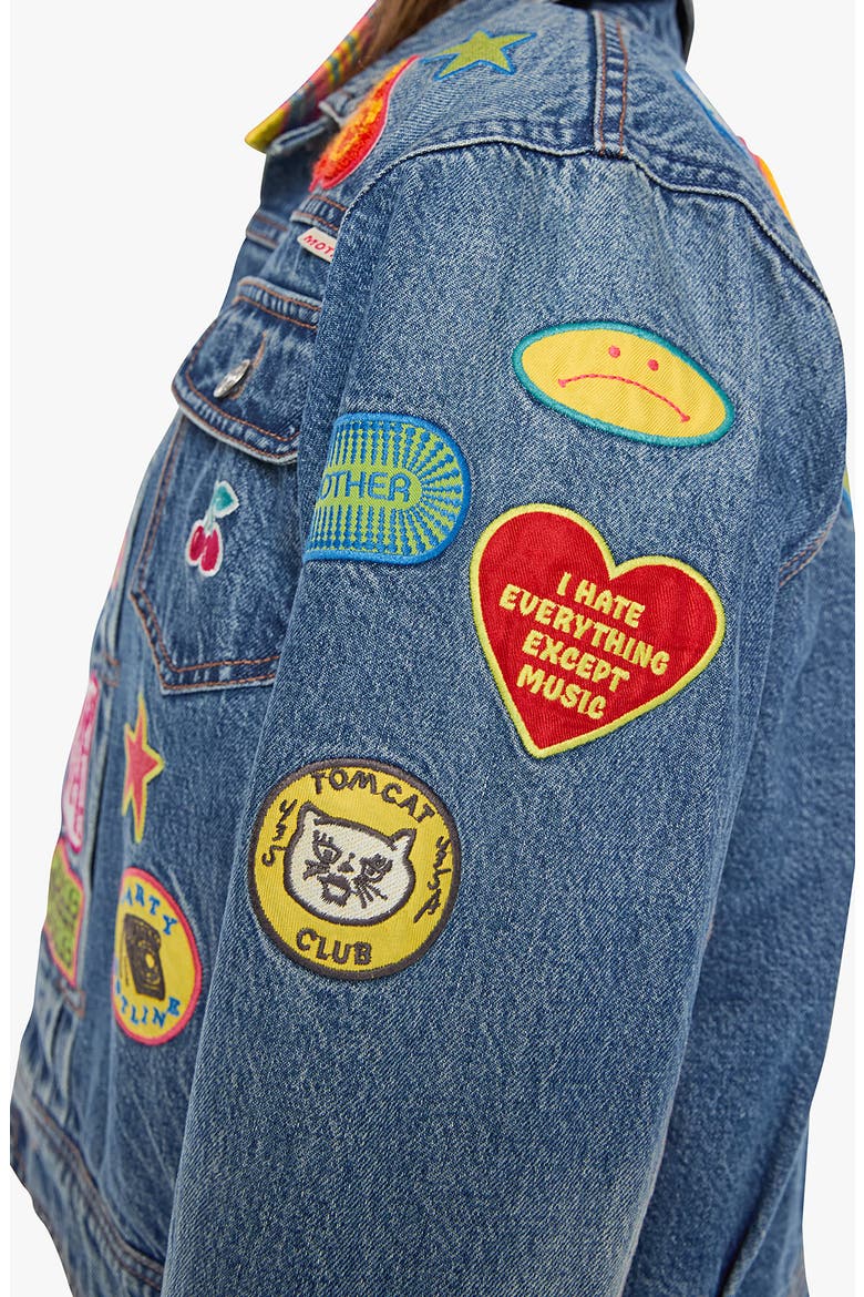 The Duo Patched Denim Jacket, Alternate, color, WORLD TOUR