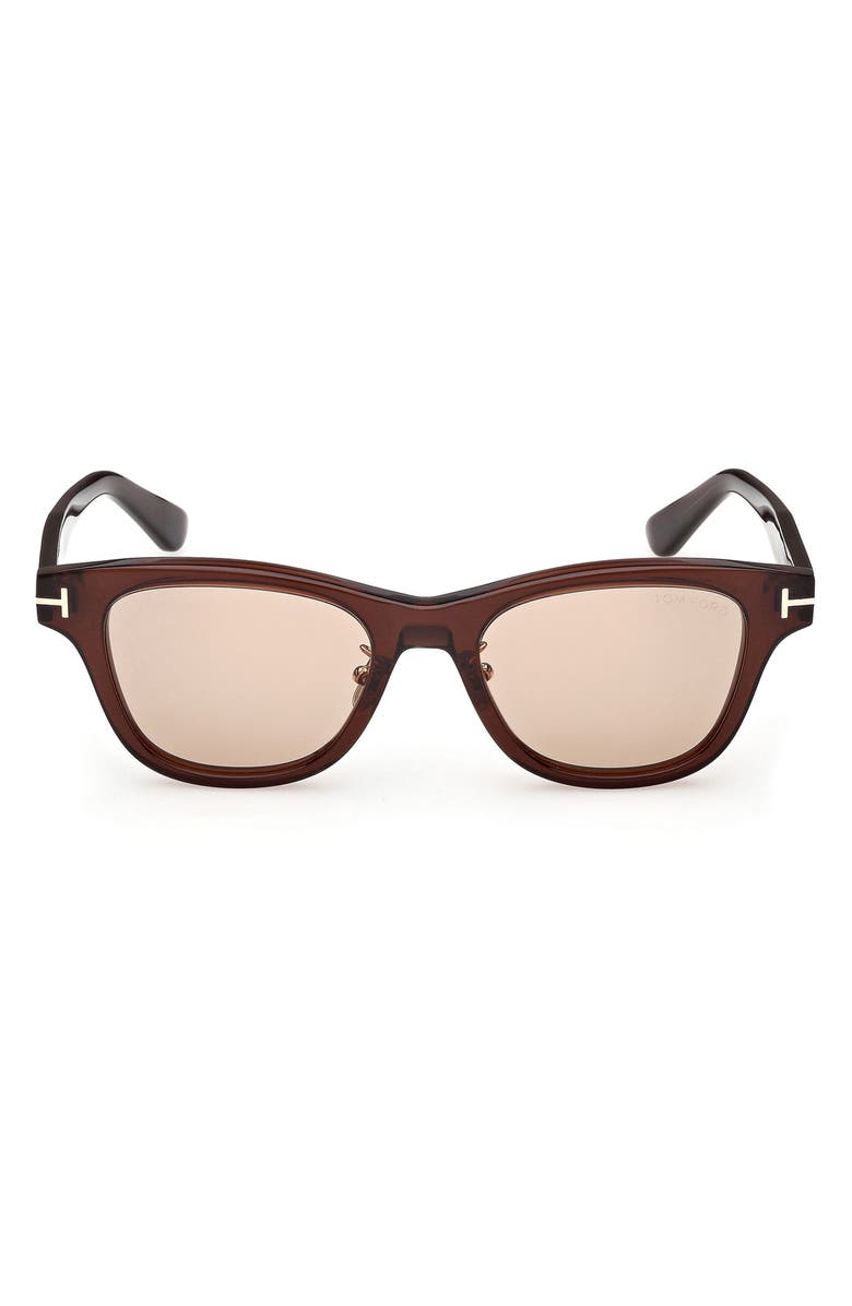 TOM FORD 52mm Square Sunglasses, Main, color, Shiny Dark Brown / Brown