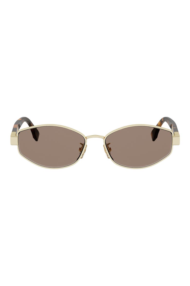 Baguette 56mm Geometric Sunglasses, Main, color, SHINY ENDURA GOLD / BROWN