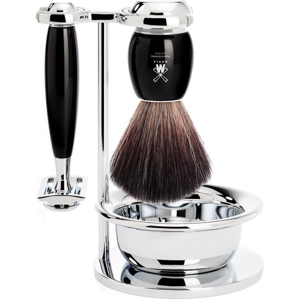 Mühle Vivo Black Resin 4-piece Black Fiber & Safety Razor Shaving Set In Black