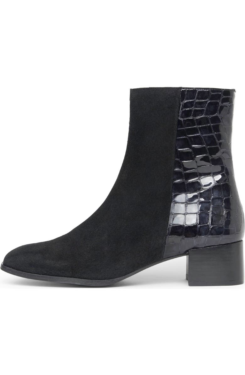 patricia green Dylan Croc Embossed Bootie, Alternate, color, Black