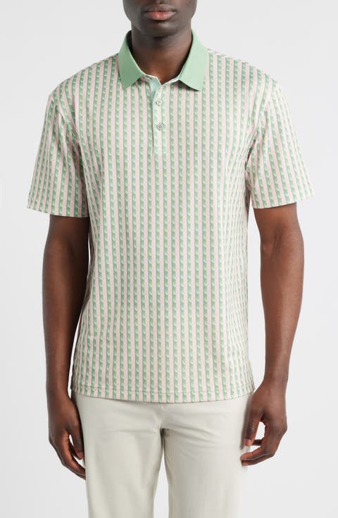 Greens Stripe 
Golf Ball Print Piqué Performance Golf Polo