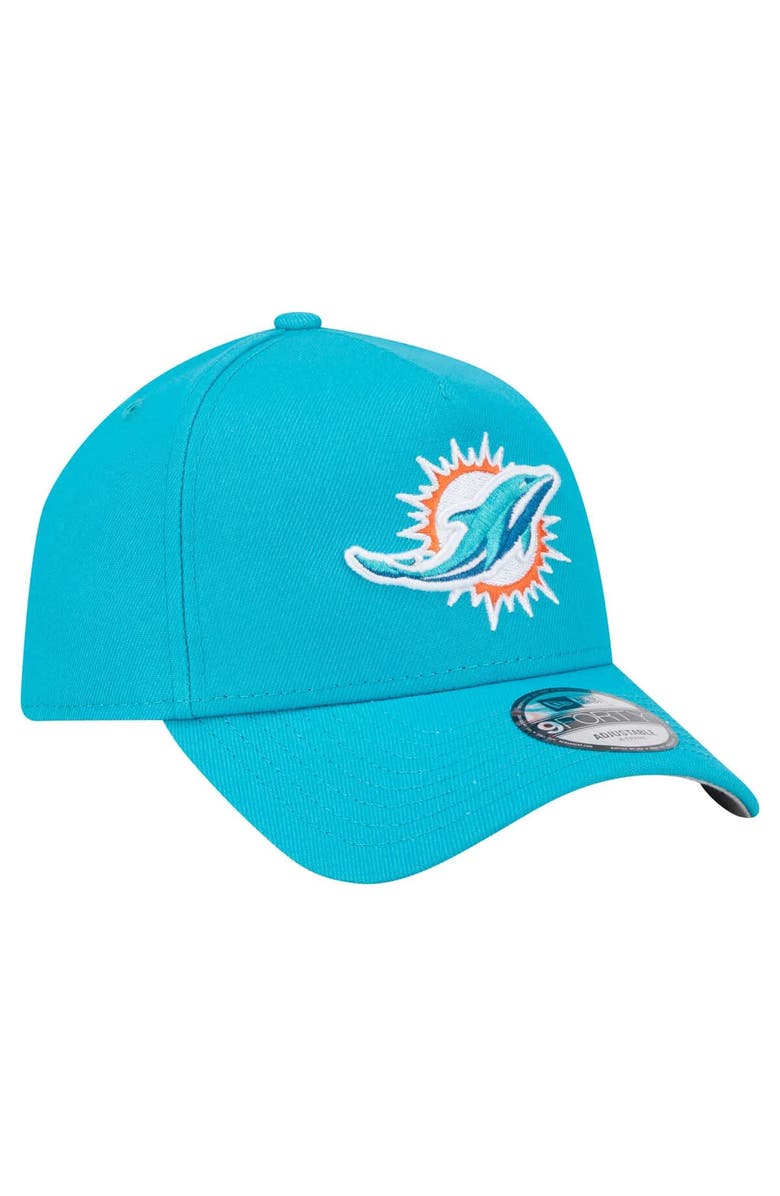 New Era Men's New Era  Aqua Miami Dolphins  A-Frame 9FORTY Adjustable Hat, Alternate, color, 