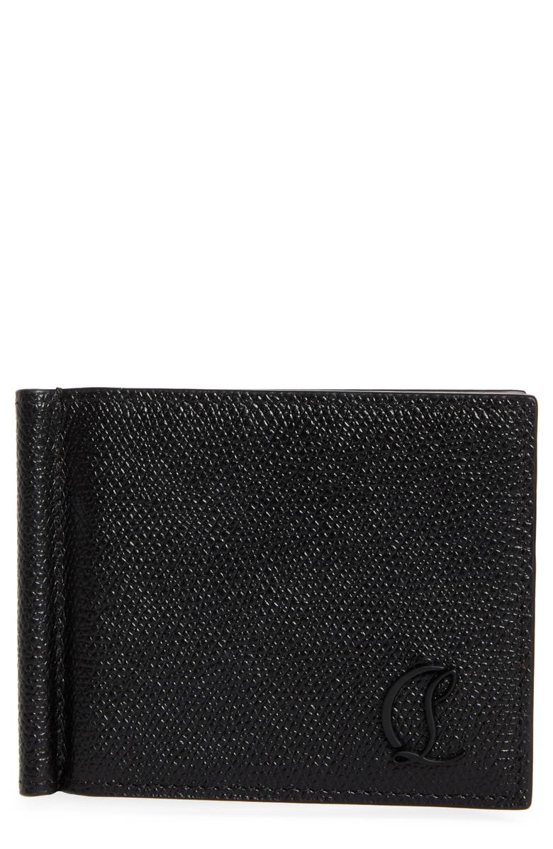 Christian Louboutin Mooncrest Calfskin Bifold Wallet with Money Clip, Main, color, Black