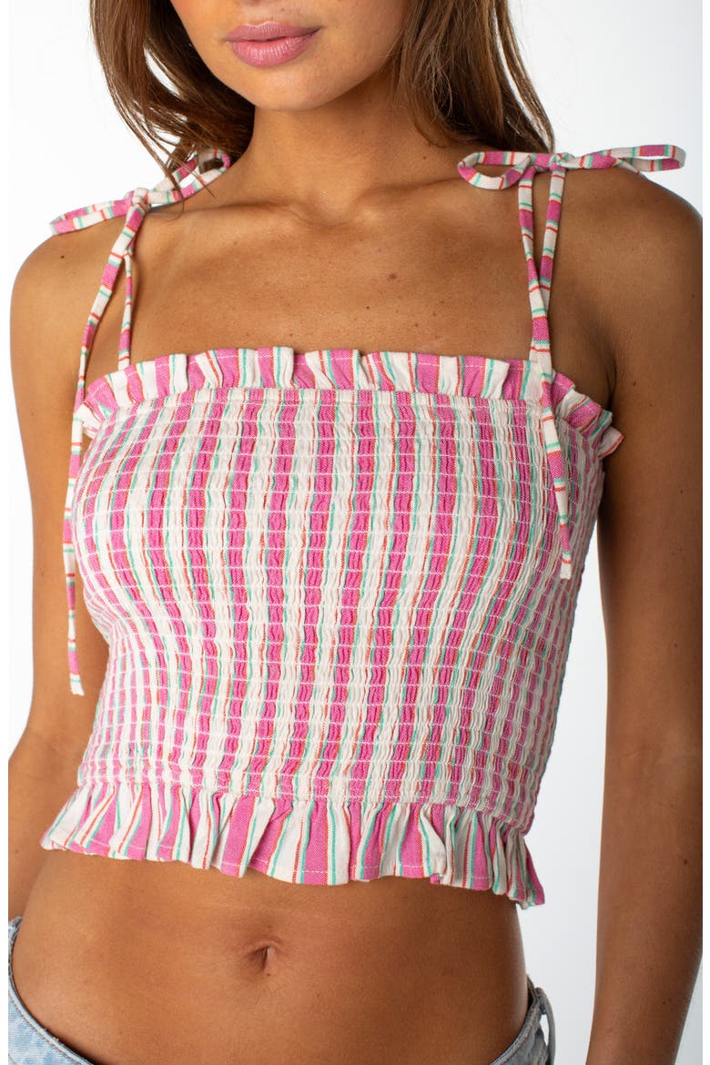 Avalon Stripe Smocked Cotton Blend Crop Top, Alternate, color, DEW