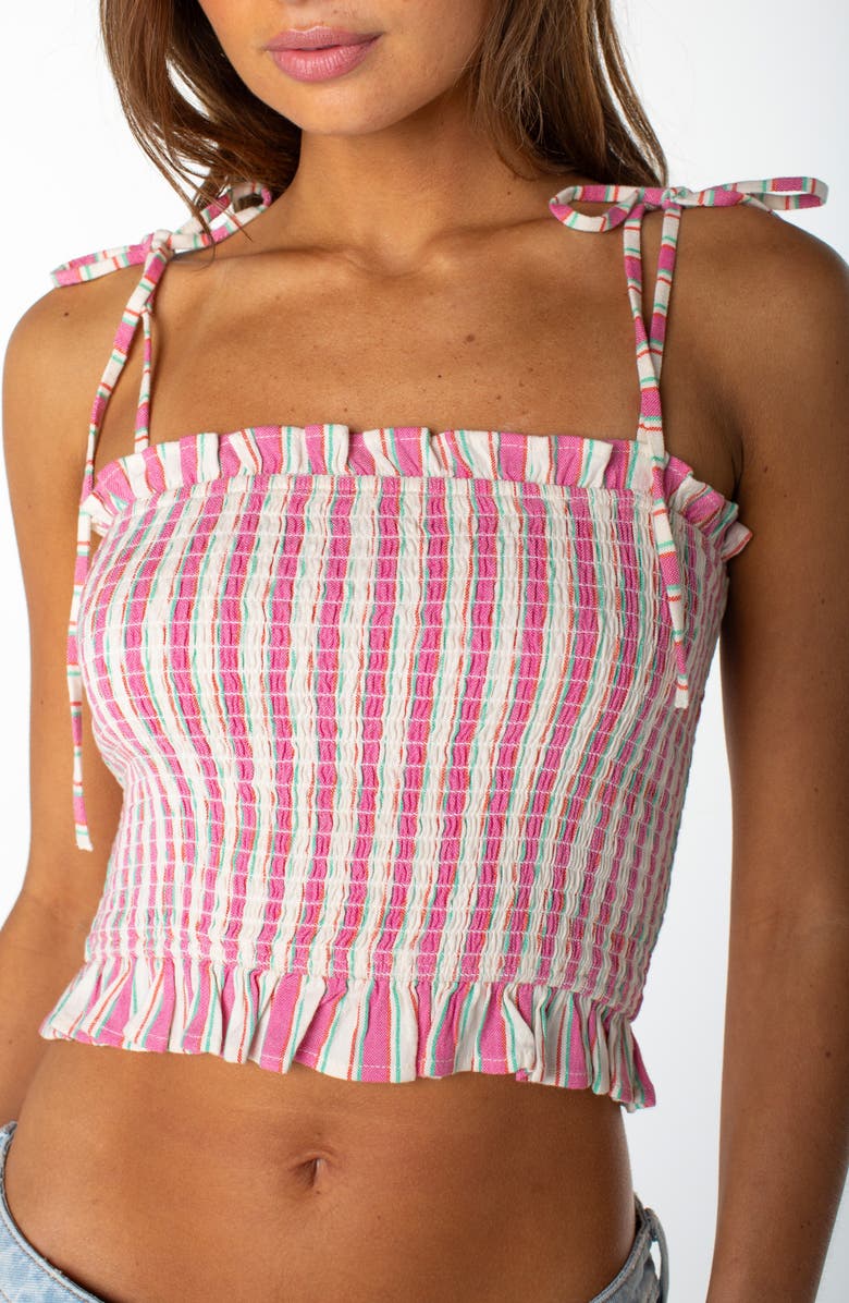 Roxy Avalon Stripe Smocked Cotton Blend Crop Top, Alternate, color, 