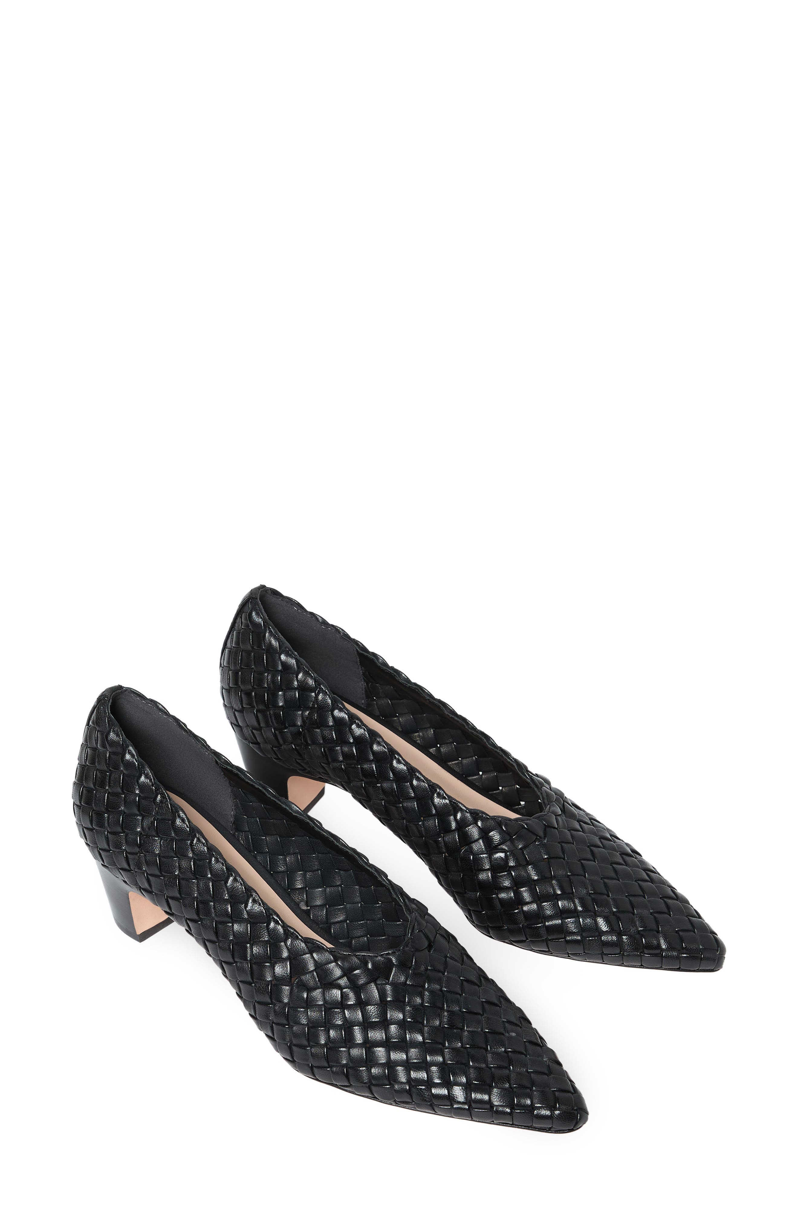 Loeffler Randall Maeve Woven Leather Pointed Toe Pump, Alternate, color, Black