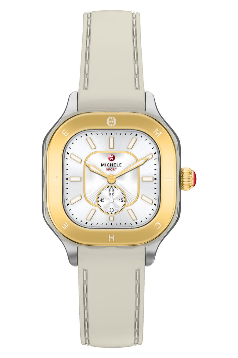 Meggie Sport Chalk Silicone Strap Watch, 33mm, Main, color, WHEAT/ WHITE