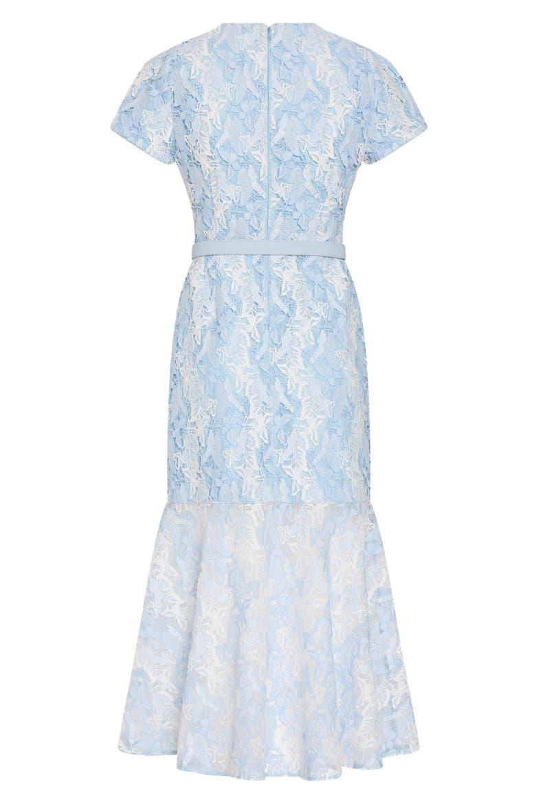 Tahlia Butterfly Lace Midi Dress, Alternate, color, WHITE/ BLUE