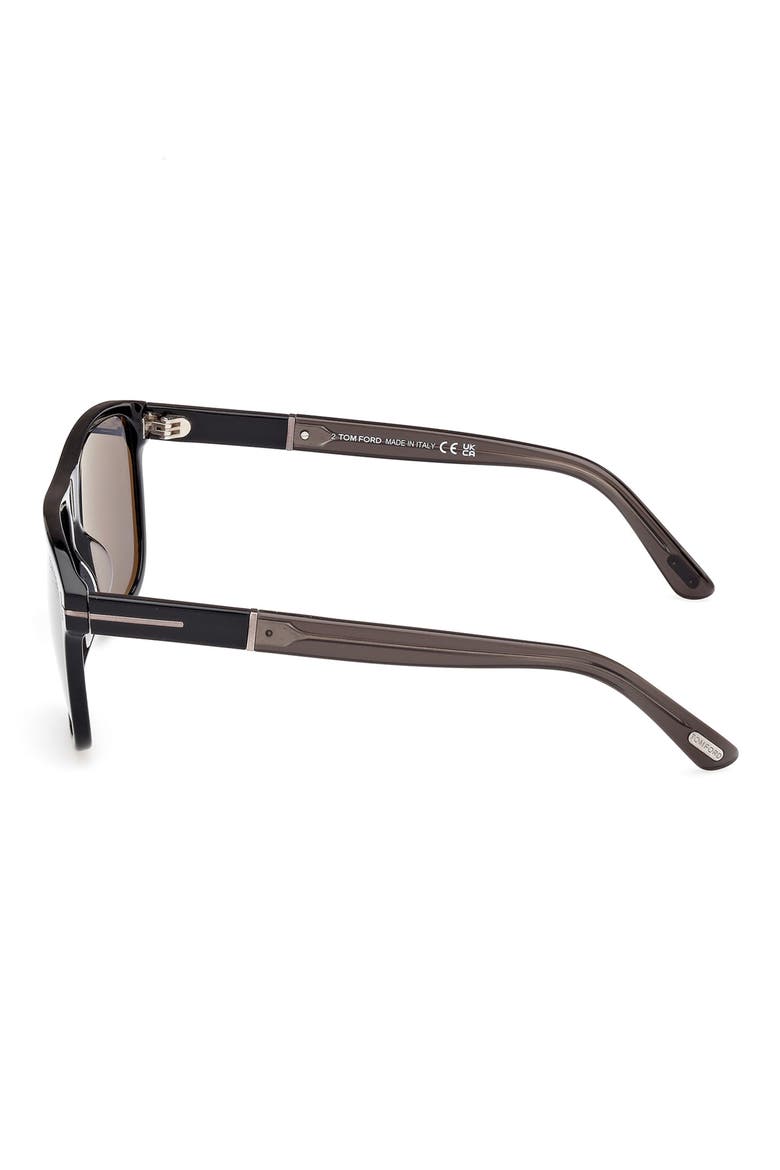 58mm Polarized Square Sunglasses, Alternate, color, SHINY BLACK / SMOKE POLARIZED