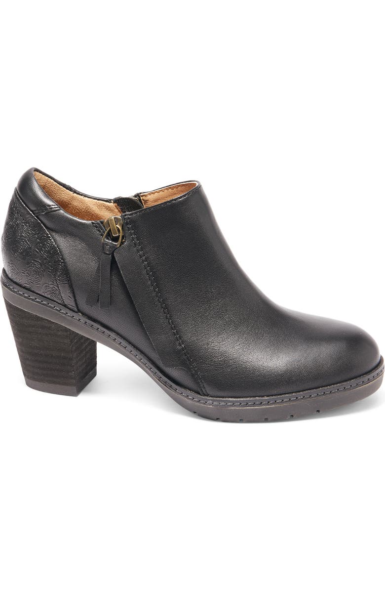 Hälsa Footwear Rylee Floral Embossed Leather Bootie, Main, color, Black