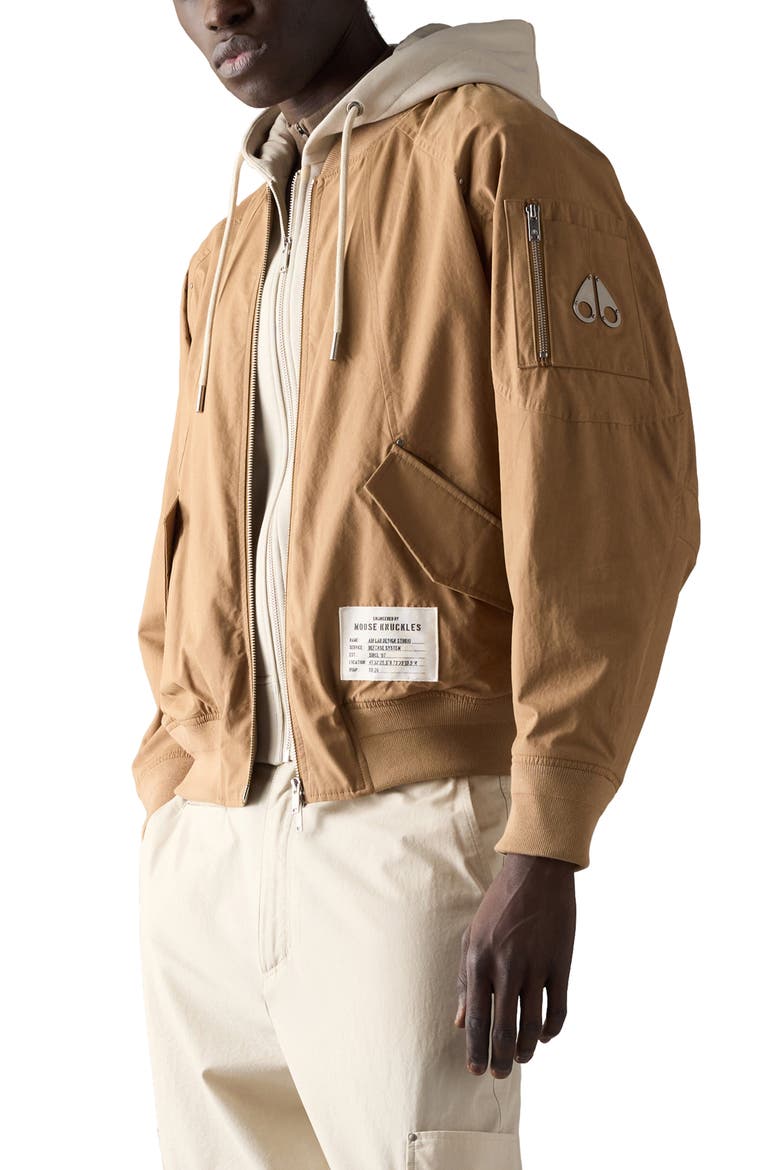 Skylark Stretch Cotton Canvas Bomber Jacket with Removable Hoodie Insert, Alternate, color, DRIFTWOOD/ ALABASTER